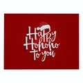 Red Christmas placemat with 'Happy Hohoho To you' print and Santa hat motif - Cd035-9 / 32*21cm (Waterproof Polyester Linen)