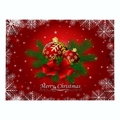 Red Christmas placemat with pine branches, red ornaments, and Merry Christmas text - Cd035-18 / 32*21cm (Waterproof Polyester Linen)