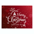 Deep red Christmas placemat with white reindeer and snowflake patterns on linen texture - Cd035-12 / 32*21cm (Waterproof Polyester Linen)