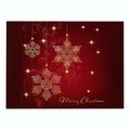 Christmas place mat with golden snowflakes and Merry Christmas text on red linen - Cd035-23 / 32*21cm (Waterproof Polyester Linen)