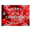 Red Christmas placemat with reindeer and snowflake print for festive dining table decor - CD035-27 Red Reindeer Snowflake / 32*42cm Waterproof Polyester Linen