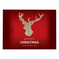 Christmas cotton linen placemat with red reindeer silhouette and holiday greetings - Cd035-28 / 32*21cm (Waterproof Polyester Linen)