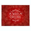 Red Christmas placemat with reindeer and snowflakes print made of linen-style fabric - Cd035-14 / 32*21cm (Waterproof Polyester Linen)