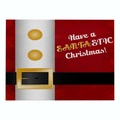 Christmas Santa-themed linen table mat with red white design and festive typography - Cd035-35 / 32*21cm (Waterproof Polyester Linen)