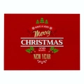 Christmas red linen place mat with festive pine and berry print for holiday tables - Cd037-12 / 32*21cm (Waterproof Polyester Linen)