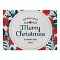 Linen placemat with red flowers and Merry Christmas greeting for dining decor - Cd037-4 / 32*21cm (Waterproof Polyester Linen)