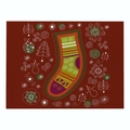 Red Christmas cotton linen placemat featuring festive stocking and snowflake patterns - Cd037-8 / 32*21cm (Waterproof Polyester Linen)