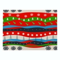 Christmas cotton linen placemat with red wave patterns and festive snowflake tree prints - Cd037-33 / 32*21cm (Waterproof Polyester Linen)