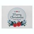 Linen Christmas placemat with Merry Christmas text and red poinsettia floral patterns - Cotton Linen / Christmas Flowers (CD037-2) / 32X42cm