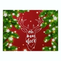 Christmas reindeer table mat in red linen blend with Oh My Deer print and star patterns - Cd037-29 / 32*21cm (Waterproof Polyester Linen)