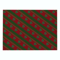 Red Christmas cotton linen placemat with green striped patterns and holiday trees - Cd037-39 / 32*21cm (Waterproof Polyester Linen)