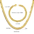 Size specifications for the 7mm gold plated stainless steel necklace and bracelet set - Gold-55cm