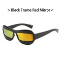 Occhiali da sole sportivi cat eye con montatura nera e lenti riflettenti rosso-arancio - Montatura Nera Lenti a Specchio Rosse