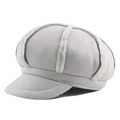 Cappello newsboy in pelle scamosciata grigio chiaro con bordo in lana d'agnello - 58(cm) / Grigio