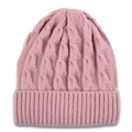 Gorro de punto trenzado rosa con dobladillo acanalado grueso para hombre y mujer - Rosa