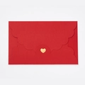 Red pearlescent envelope with scalloped edge and golden heart seal for wedding invites - Red