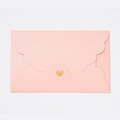 Pink pearlescent paper envelope with gold heart and cloud-shaped wavy edge - Pearlescent Pink