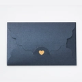 Navy blue pearlescent envelope with cloud wave edges and a gold heart buckle - Pearlescent Charcoal Black