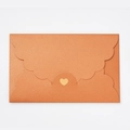 Copper pearlescent envelope with gold heart seal and elegant wavy scalloped edge - Pearlescent Gold Copper
