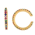Nahaufnahme der goldenen Ohrmanschette mit mehrfarbigen Zirkonia-Steinen im Mikropavé - Stil B (Einzelne C-Ring Ohrmanschette)