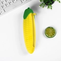 Creative corn-shaped silicone pencil case with realistic texture and zipper closure - Corn