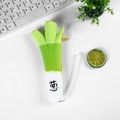Creative scallion shaped silicone pencil case with green leaves and a white wrist strap - Scallion