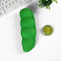 Creative green pea pod shaped silicone pencil case for school and office storage - Pea Pod