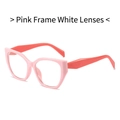 Lunettes de soleil œil de chat rétro avec monture rose clair et branches corail - Monture rose avec verre transparent