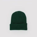Dettaglio del berretto in maglia verde scuro con trama a coste e risvolto - M (56-58cm) / Verde Scuro