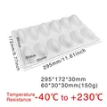 12-cavity leaf shaped white silicone mousse cake mold with dimensions and temperature range - 12-Cavity Small Mango Mousse Mold / White