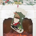Calza di Natale in feltro verde con motivo Babbo Natale che scia per decorazioni festive - Babbo Natale / Verde