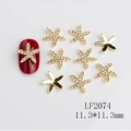 Detail von goldenen Seestern-Nagelanhängern LF2074 mit Strasssteinen, 11,3x11,3 mm - Goldener Klarer Strass Seestern Stil (2074)