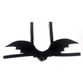 Detail of black bat wings pet harness with reinforced nylon strap and metal D-ring attachment - S / Black