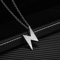 Retro bliksem schicht hanger ketting van zilver roestvrij staal voor heren en dames - Kettinglengte 60+5cm / Antiek Zilver