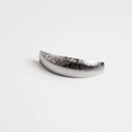 Detail of arched metal hair clip with brushed silver texture and elegant matte finish - Brushed Silver