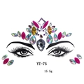 Detailed view of colorful crown-shaped acrylic face jewels and rhinestones on white background - YT-75 (Multicolor Crown)