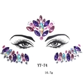 Macro view of YT-74 acrylic face gem set with purple and pink rhinestone pattern - YT-74 (Purple Pink AB)