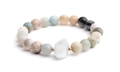 Multicolor natural stone beaded bracelet with moonstone and rose gold accents - Mixed Natural Stone With Irregular Moonstone