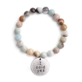 Natural stone beaded bracelet with I said yes engraved silver charm for women - Mixed Natural Stone With 'I said yes' Tag