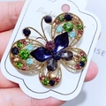 Exquisite gold-plated butterfly brooch with multi-color rhinestones on fashion card - G15 Butterfly 02