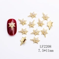 Octagonal star nail art charm with gold metal base and white imitation pearls - Golden Pearl Octagonal Star (2208)