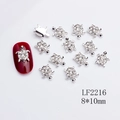 Silver turtle nail art charms with sparkling rhinestones, 8x10mm size for DIY manicure - Silver Rhinestone Turtle (2216)