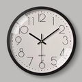 Modern minimalist 12 inch round wall clock with black frame and white quartz dial - Black Frame White Dial Black Text