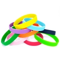 Set of 10 colorful silicone wristbands in yellow blue purple orange and green - Random Color