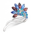 Fashion colorful feather crystal brooch featuring multicolor rhinestones in silver finish - Purple
