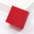 Red square jewelry box with elegant diamond texture and high-quality leather look - Red Rhombus Pattern / Square Earring Gift Box