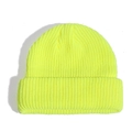 Neon yellow rib-knit docker hat with classic cuffed brim for autumn and winter warmth - Neon Yellow