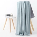Light blue waffle textured bath towel with cream piping, soft coral fleece fabric - Pineapple Grid Haze Blue
