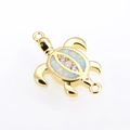 Detail of gold turtle connector with white opal shell and zircon accents for jewelry DIY - Gold Plated White Opal Turtle (Connector)