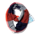 Red and blue plaid infinity scarf with pocket featuring soft cashmere-like fabric - Pocket Scarf F11